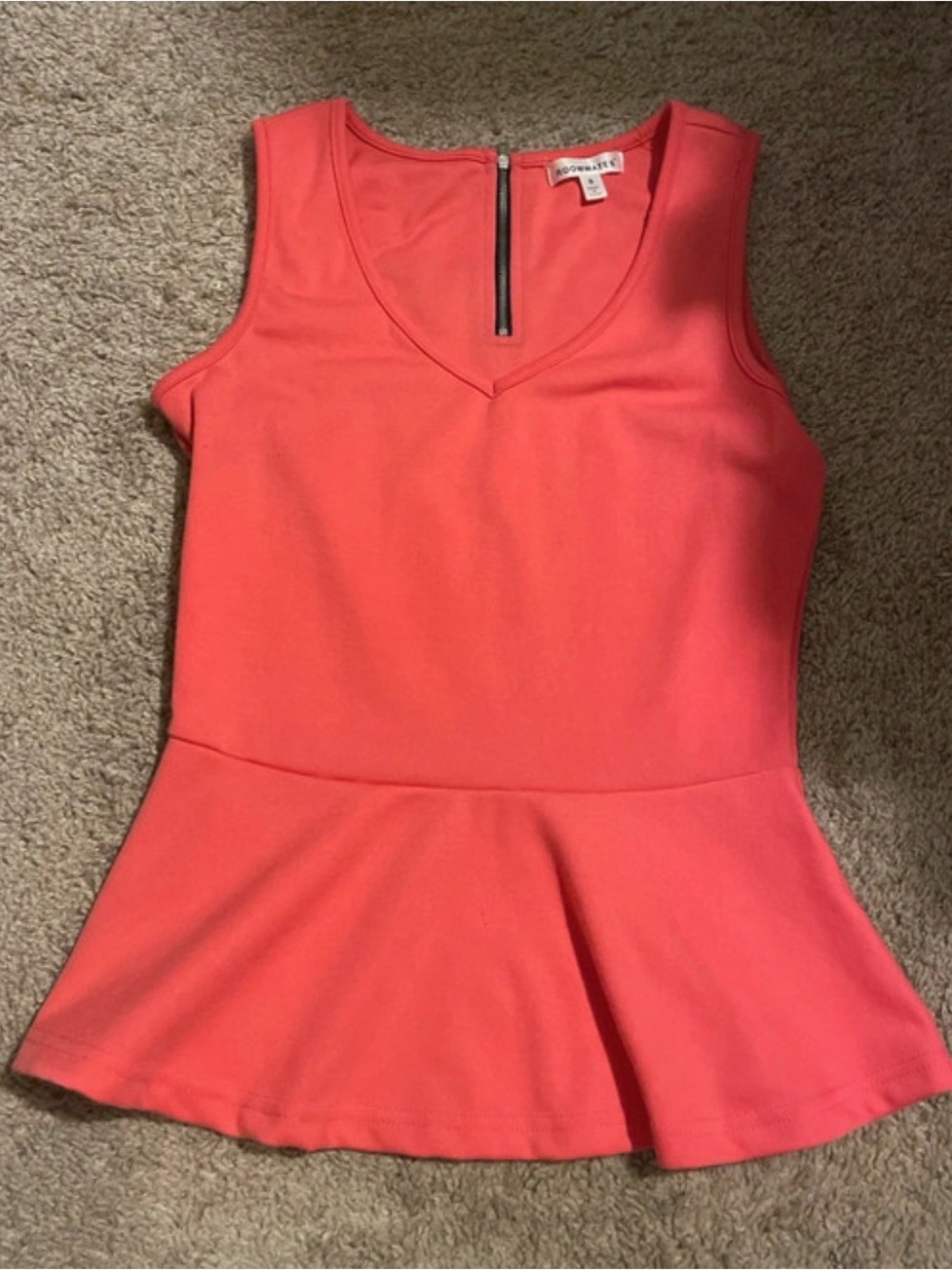 Roommates Peach Coral Peplum Sleeveless Top